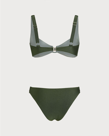 Conjuntos de Bikini Bralette de Color Verde Contrastante
