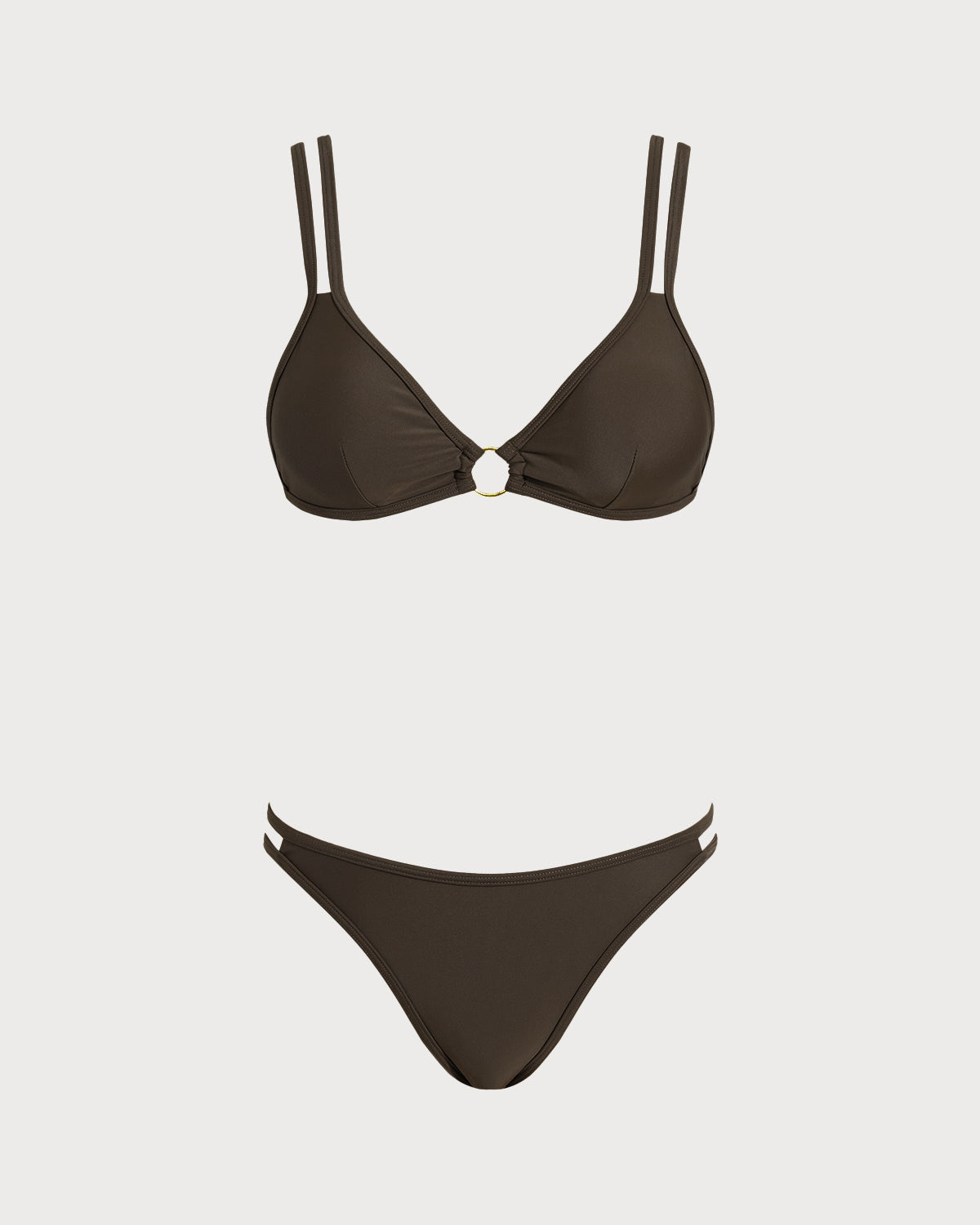 Conjunto de Bikini O-Ring Triángulo de Café