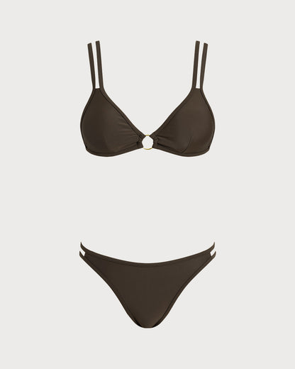 Conjunto de Bikini O-Ring Triángulo de Café