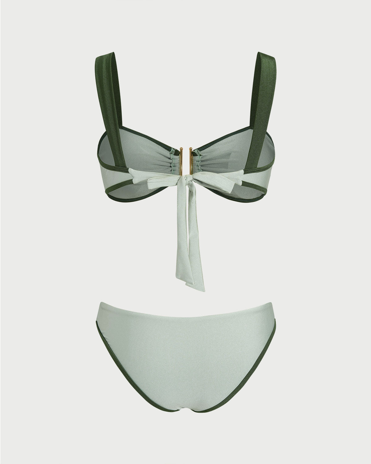 Conjunto de Bikini Bandeau de Color Verde Contrastante
