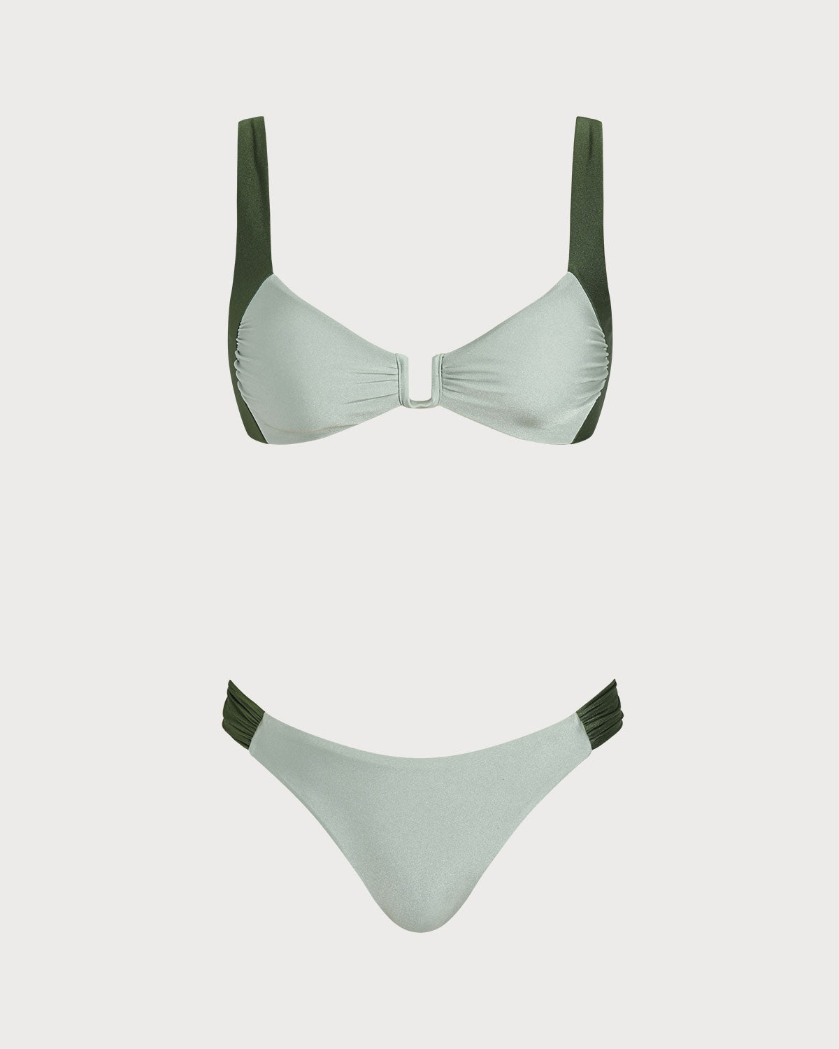 Conjuntos de Bikini Bralette de Color Verde Contrastante