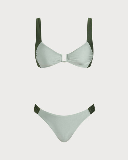 Conjuntos de Bikini Bralette de Color Verde Contrastante