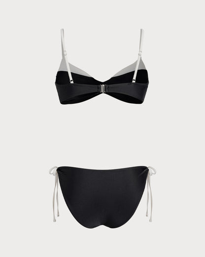 Conjuntos de Bikini Bralette de Contraste Negro