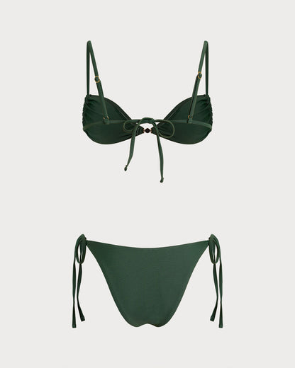 Conjuntos de Bikini Verde Triangular con Cordón