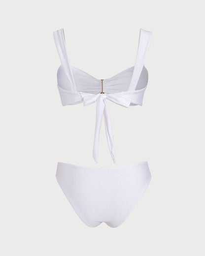 Conjuntos de Bikini con Cordón en el Cuello Corazón Blanco