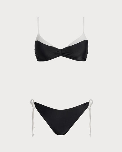Conjuntos de Bikini Bralette de Contraste Negro