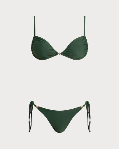 Conjuntos de Bikini Verde Triangular con Cordón