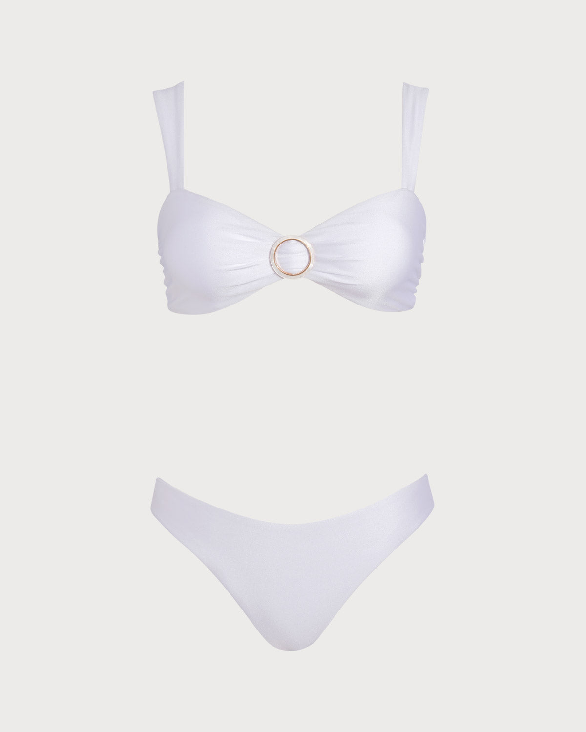 Conjuntos de Bikini con Cordón en el Cuello Corazón Blanco
