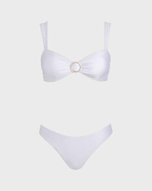 Conjuntos de Bikini con Cordón en el Cuello Corazón Blanco