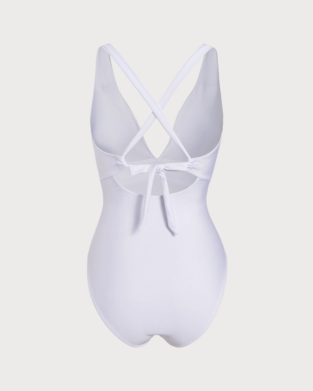 Traje de Baño de Una Pieza con Escote en V Blanco