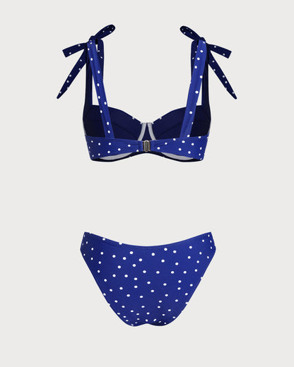 Conjuntos de Bikini con Aro y Lunares en Color Azul