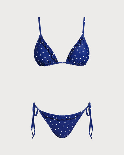 Conjuntos de Bikini Bralette con Lunares Azules