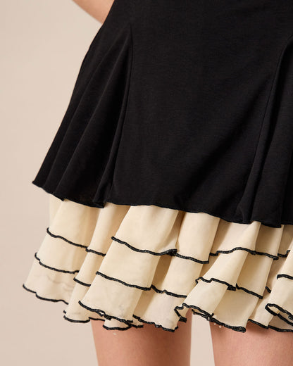 Vestido Mini Ajustado de Punto Negro para Mujeres