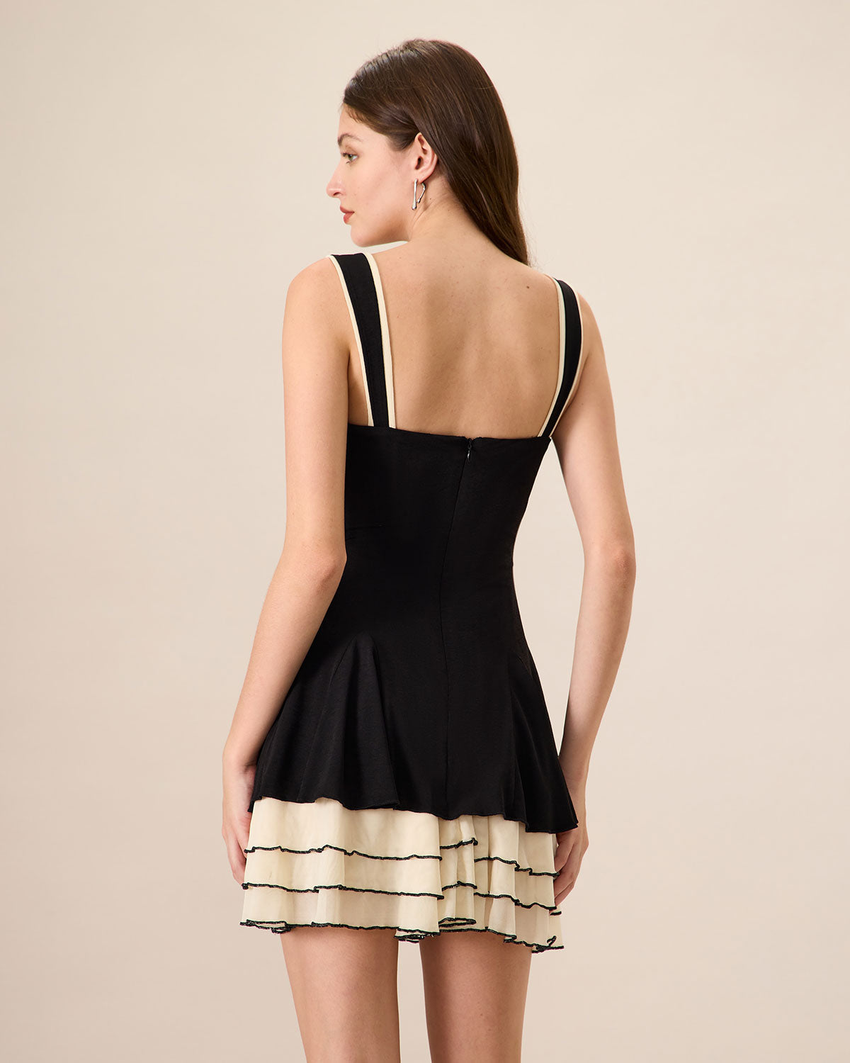 Vestido Mini Ajustado de Punto Negro para Mujeres