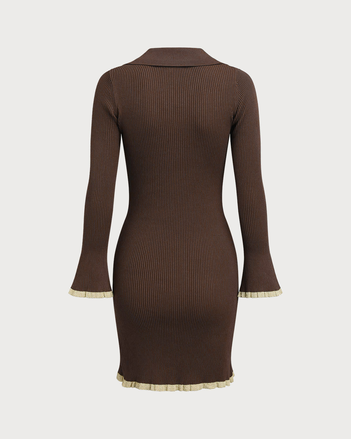 Vestido de Suéter Ajustado con Botones Color Marrón