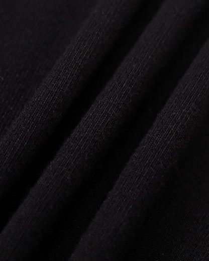 Vestido Maxi de Suéter de Cuello Cuadrado Negro para Mujer