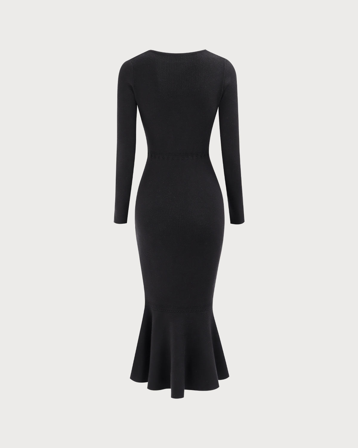 Vestido Maxi de Suéter de Cuello Cuadrado Negro para Mujer