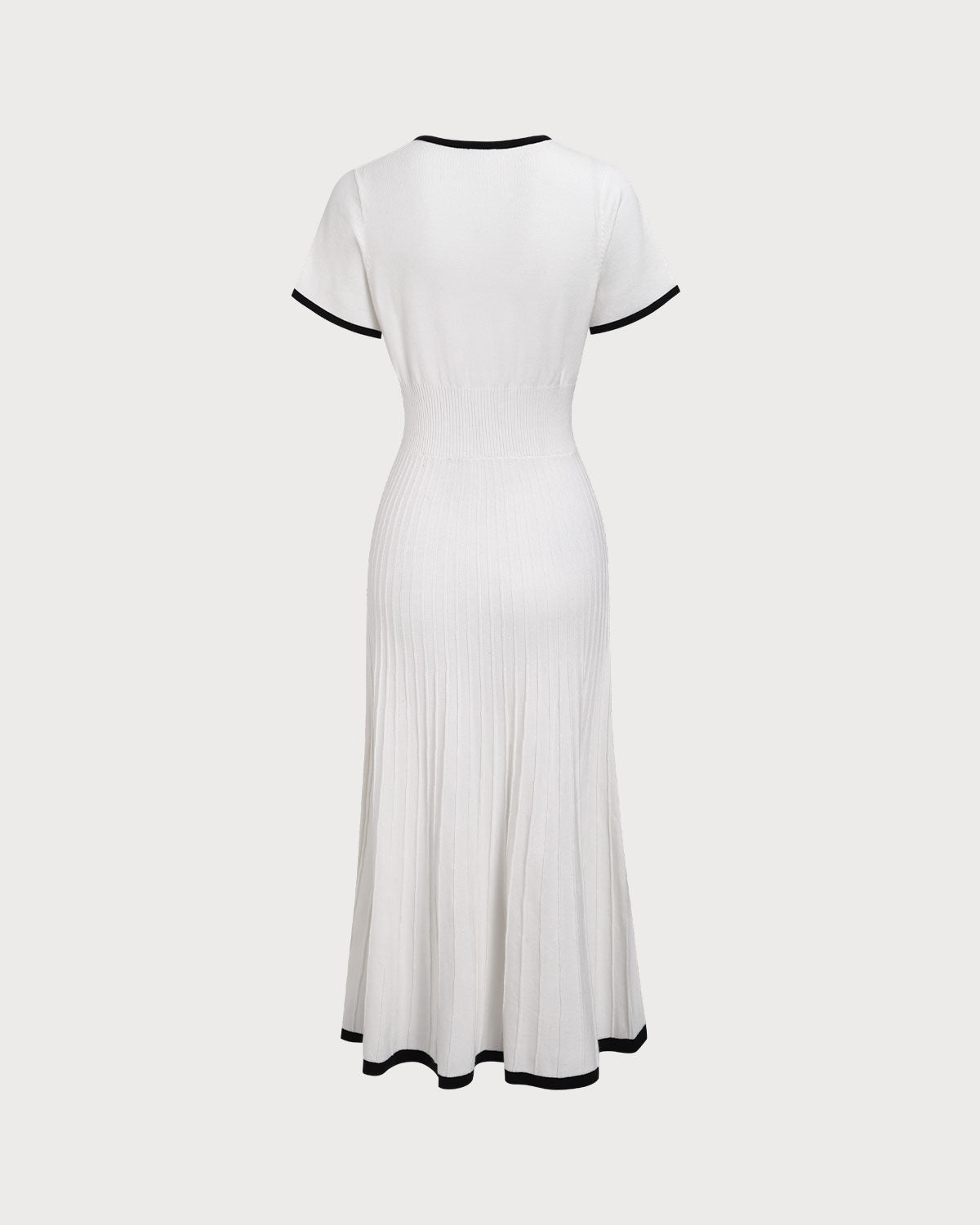 Vestido Midi de Suéter Blanco con Contraste para Mujer