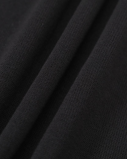 Vestido Mini de Suéter de Manga Larga en Negro Contrastante