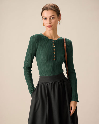 Suéter Slim Verde con Volantes