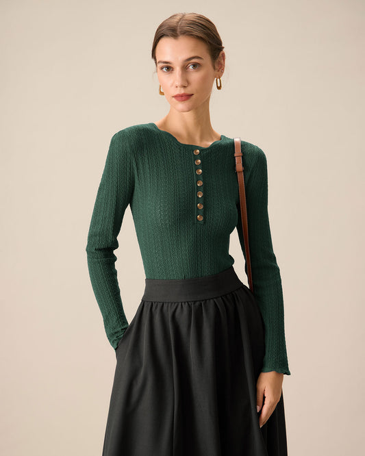Suéter Slim Verde con Volantes