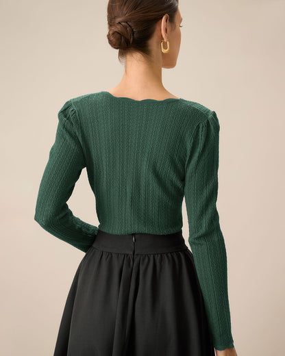 Suéter Slim Verde con Volantes