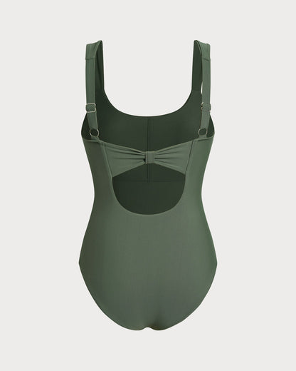 Traje de Baño de Una Pieza Verde con Control de Abdomen