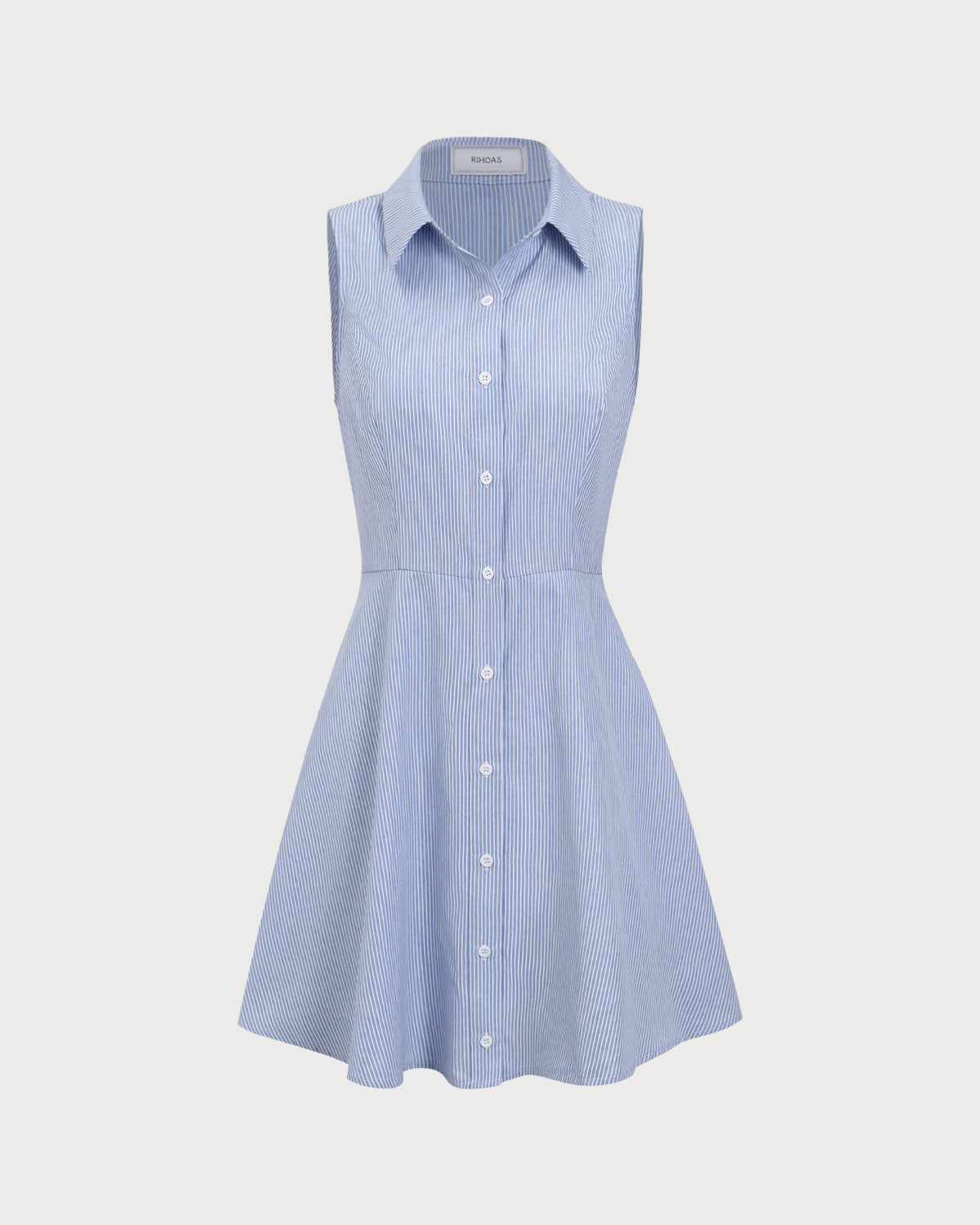 Vestido Mini de Botones a Rayas Azules