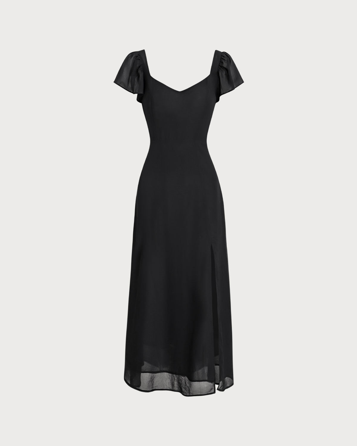 Vestido Maxi de Chifón con Escote Corazón Negro