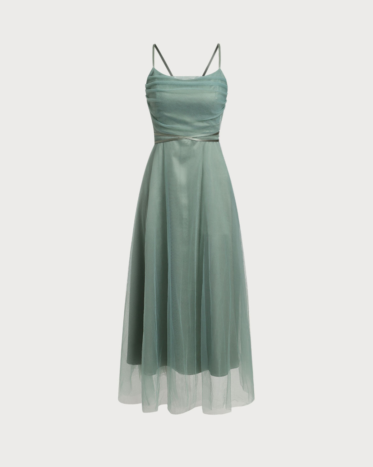 Vestido Midi Deslizante de Malla Verde