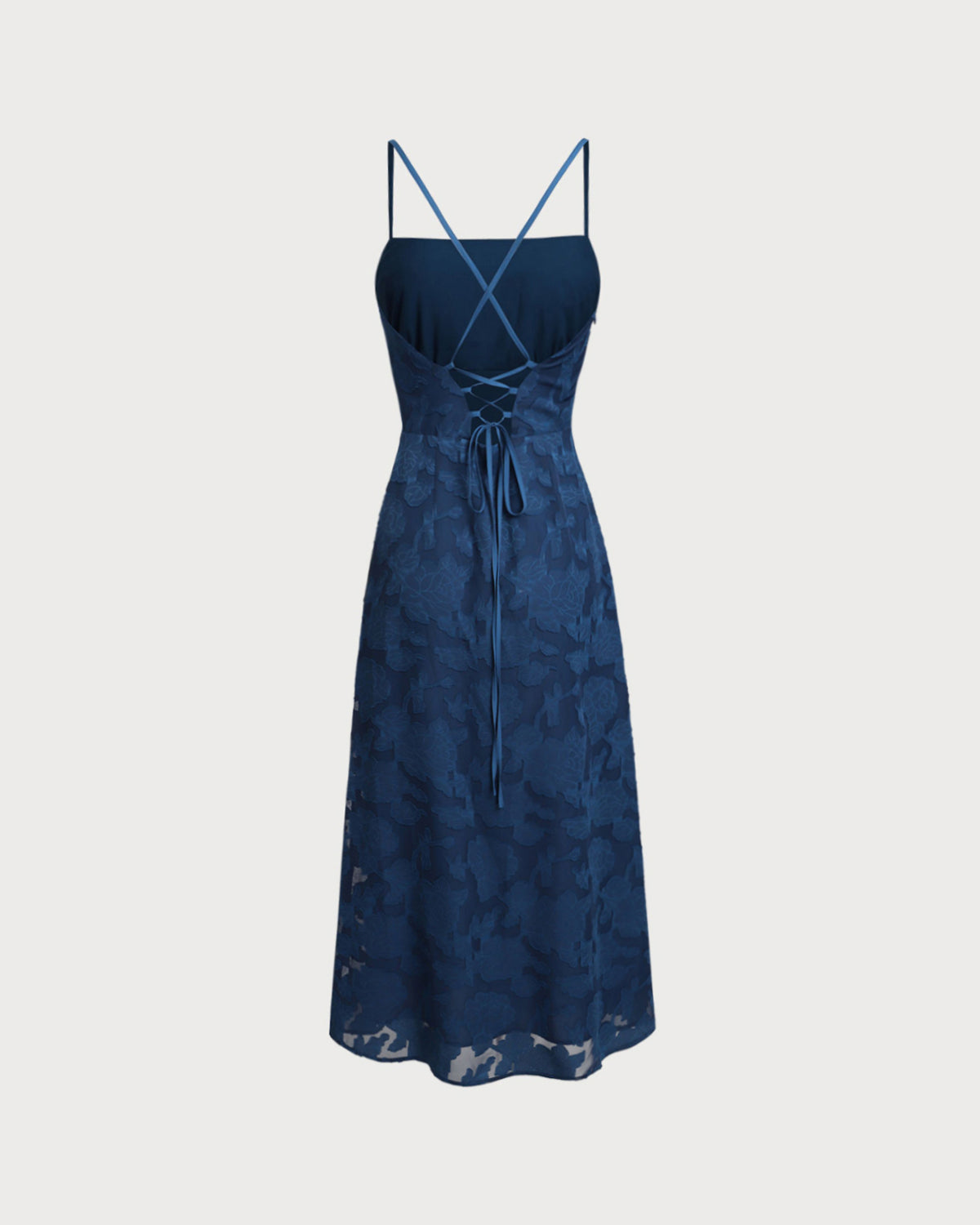 Vestido Maxi Sin Espalda Jacquard Marino