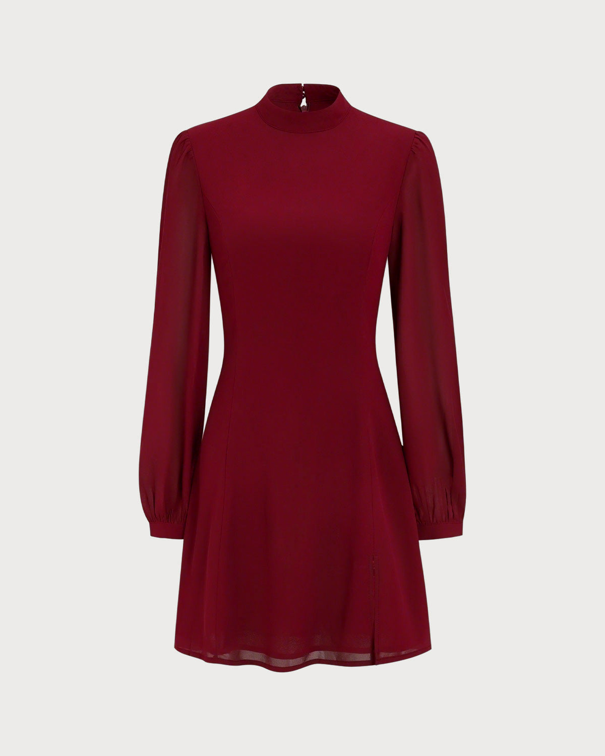 Vestido Mini Transparente con Cuello Alto Rojo