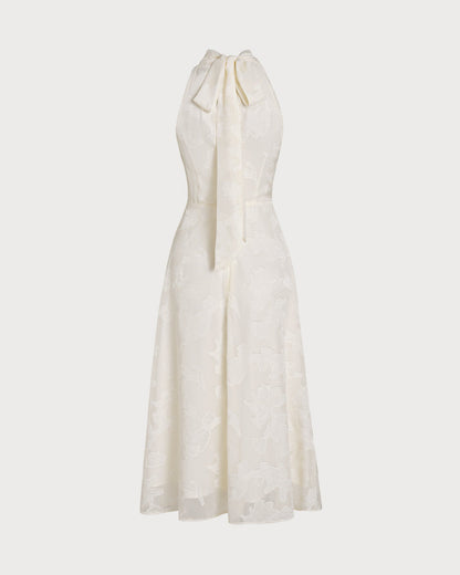 Vestidos Midi Florales Beige con Halter
