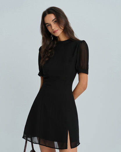 Vestido Mini de Cuello Alto Negro