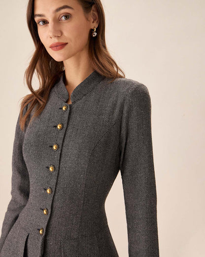 Vestido Mini Plisado Gris