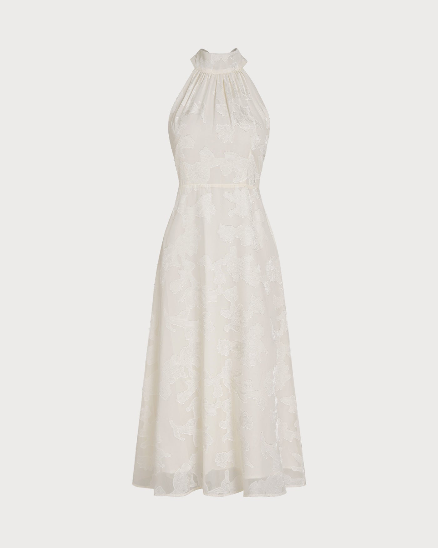 Vestidos Midi Florales Beige con Halter