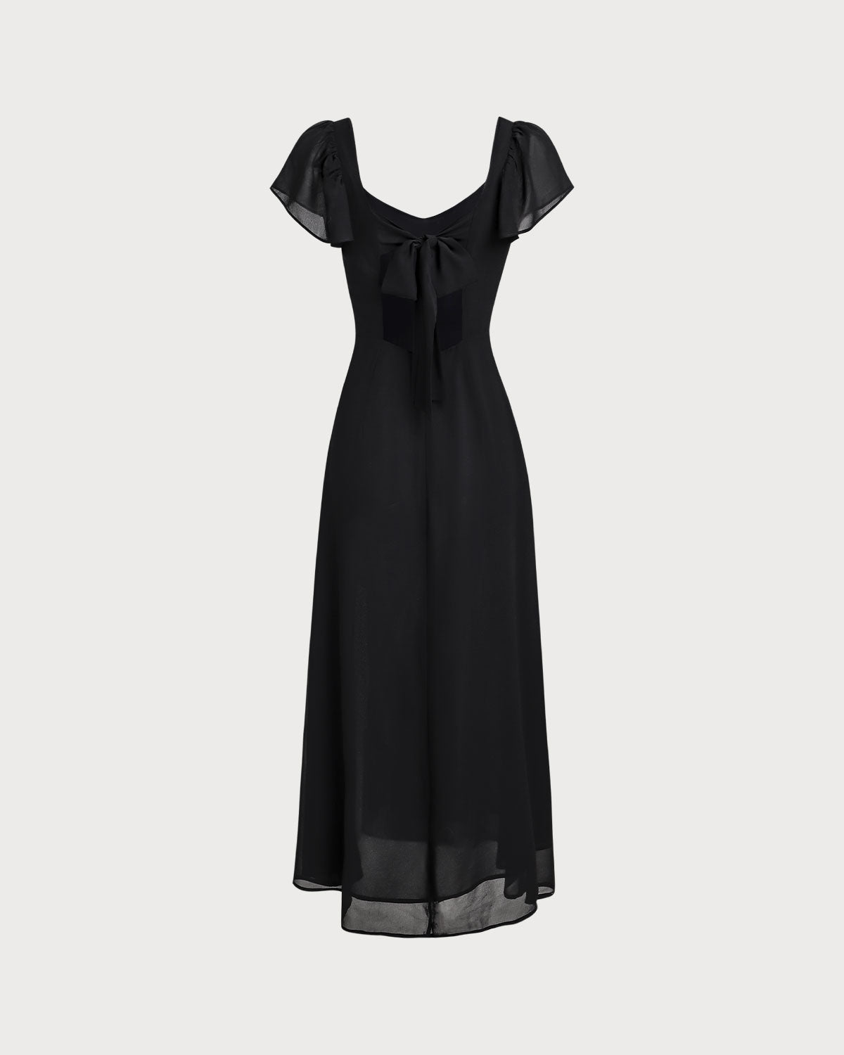 Vestido Maxi de Chifón con Escote Corazón Negro