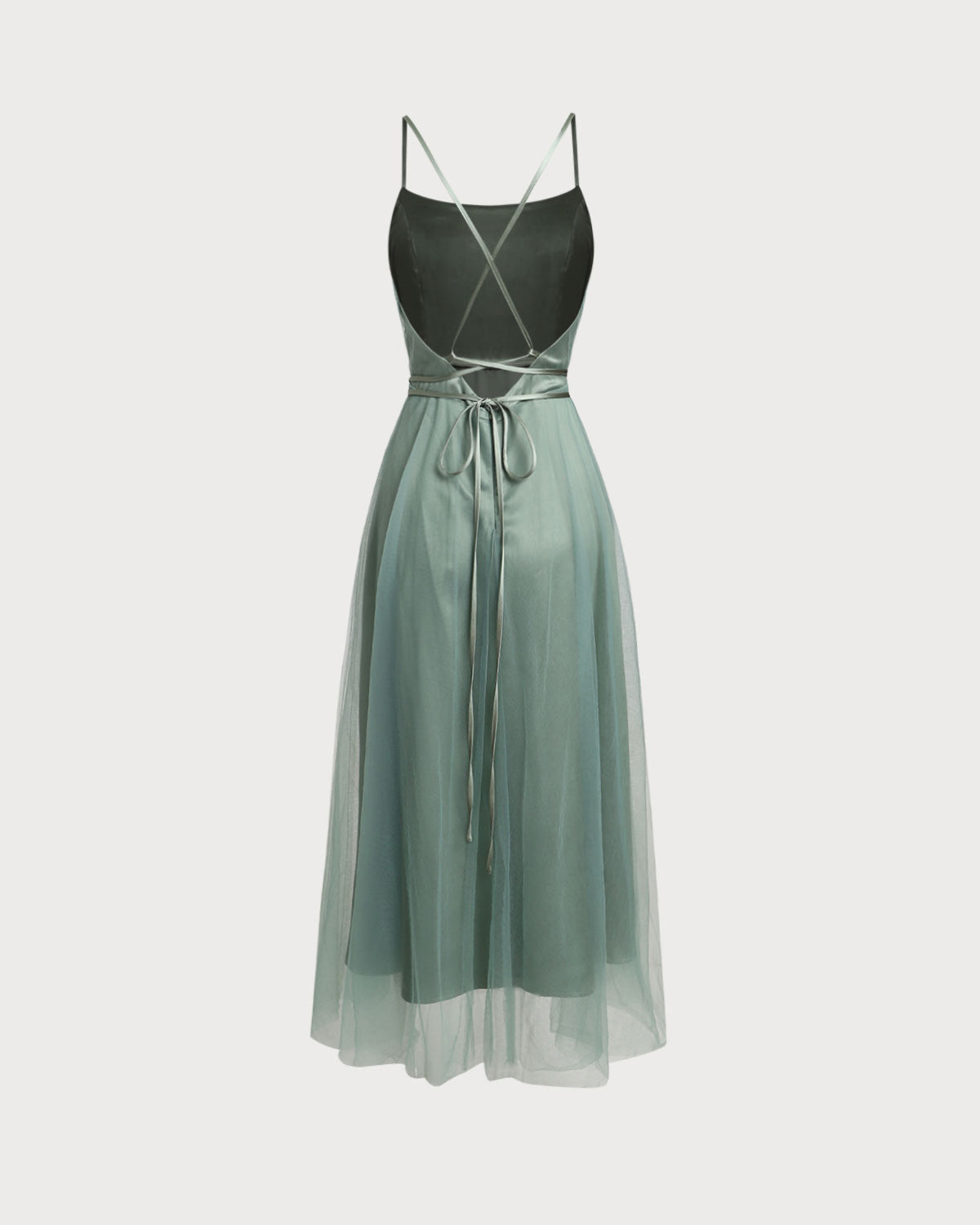 Vestido Midi Deslizante de Malla Verde