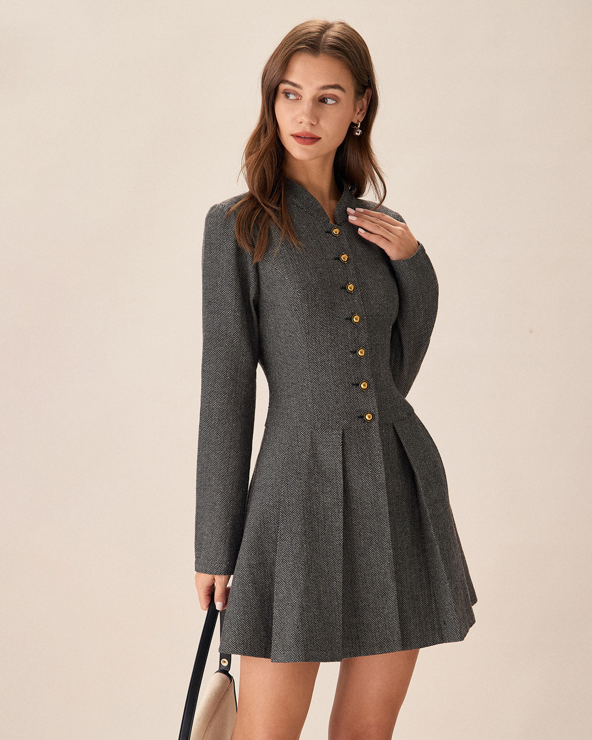 Vestido Mini Plisado Gris