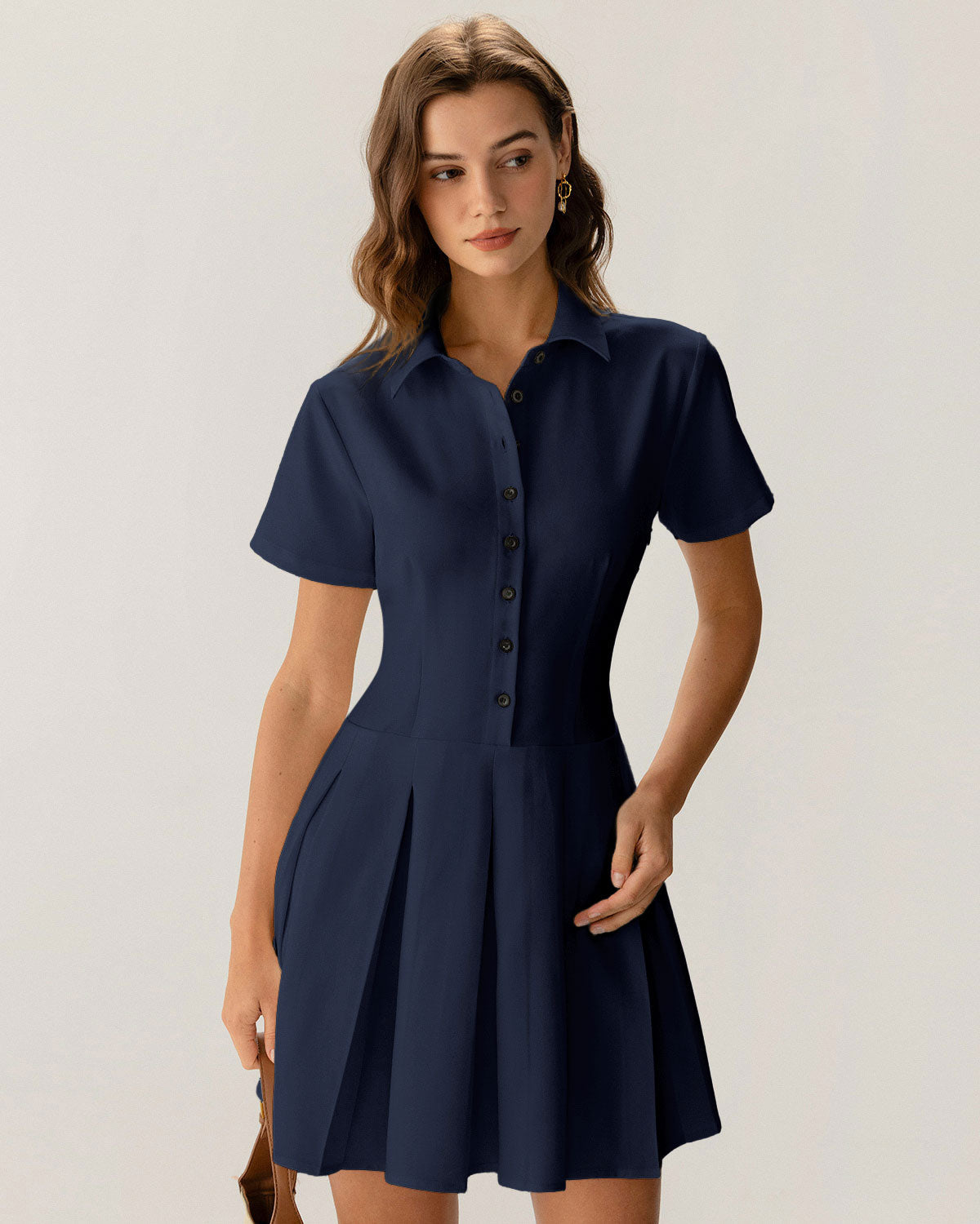 Vestido Mini Plisado Azul Marino