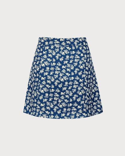 Falda Mini A-Line Floral en Marino