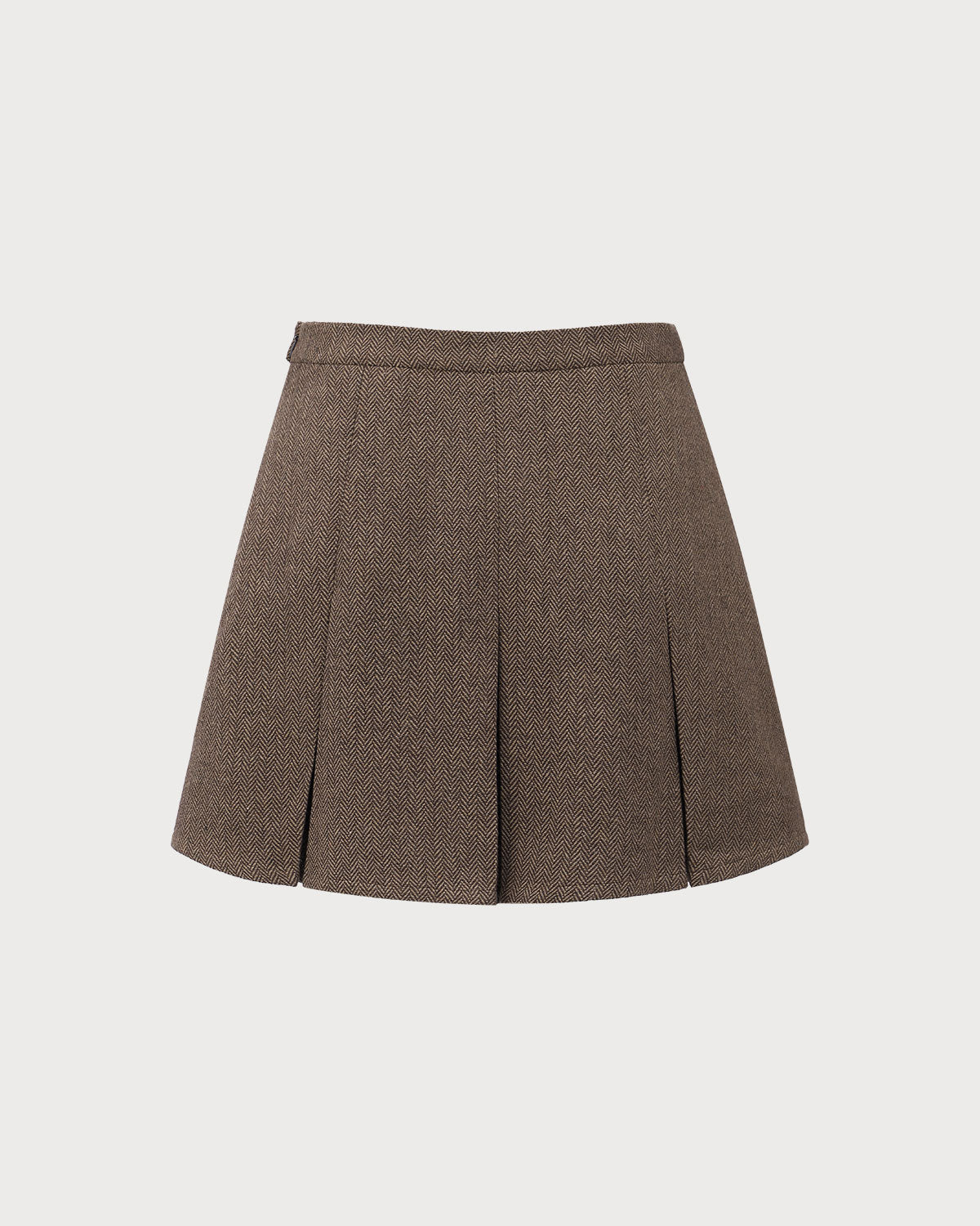 Falda Mini Plisada a Rayas Marrón