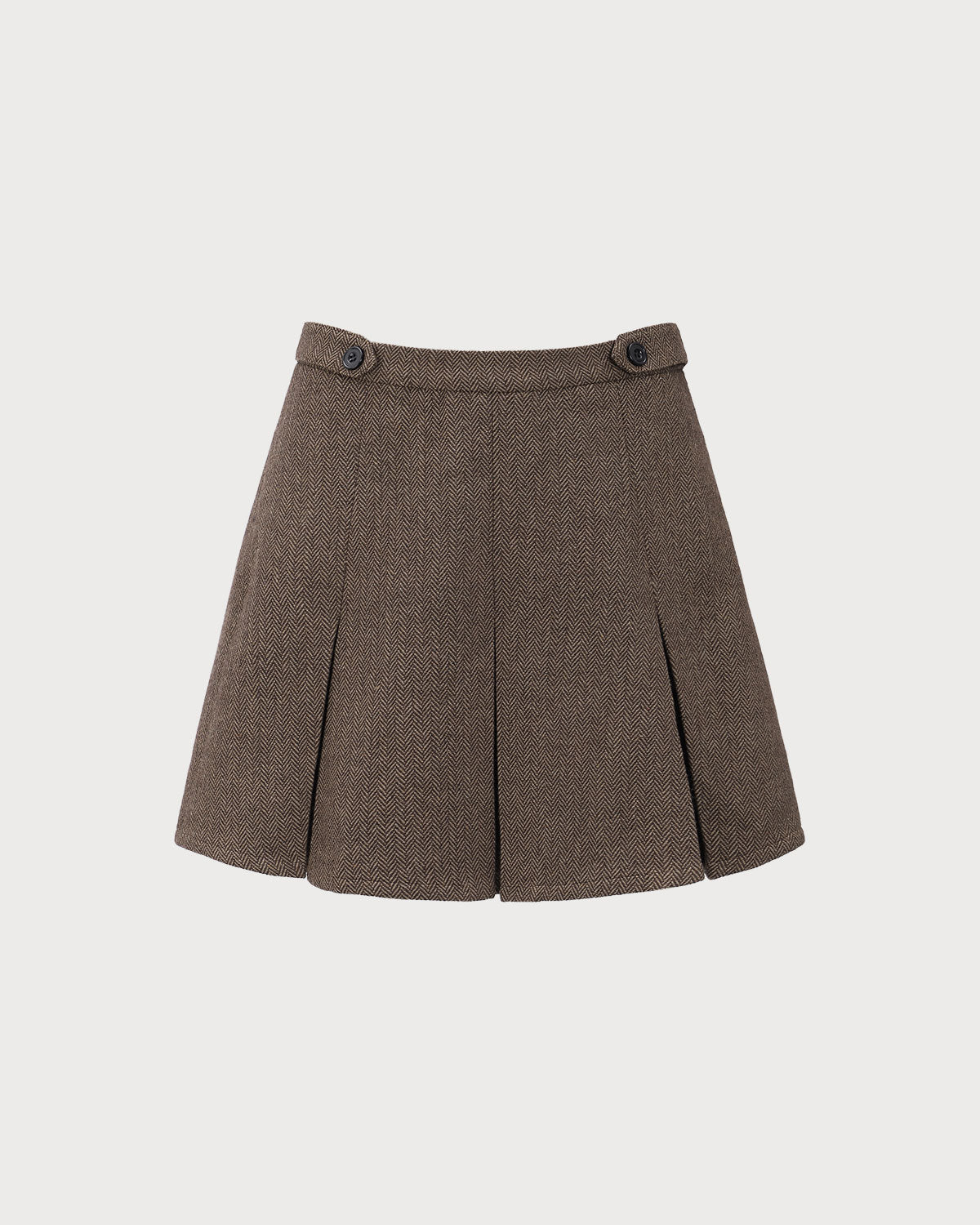 Falda Mini Plisada a Rayas Marrón