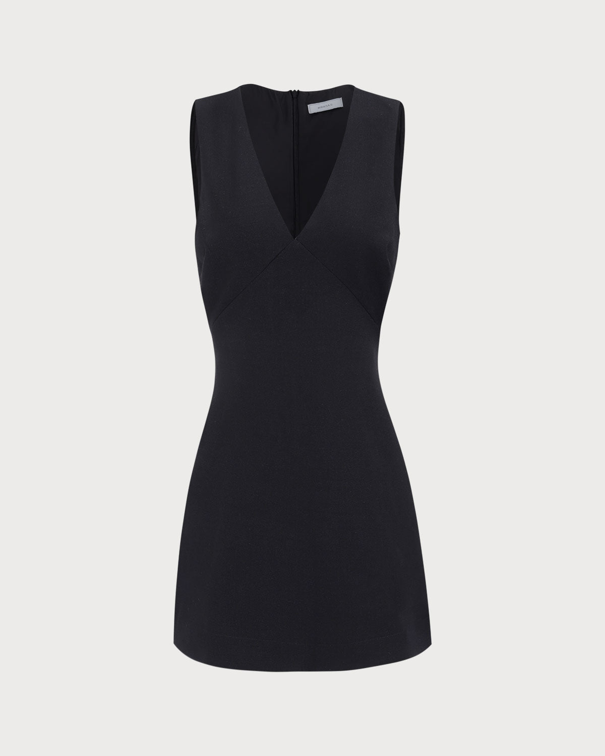 Vestido Mini Sin Mangas Negro con Escote en V para Mujeres