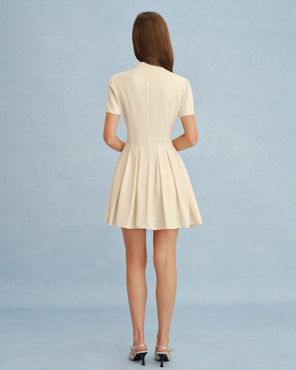 Vestido Mini Corto con Cuello Mandarin de Albaricoque