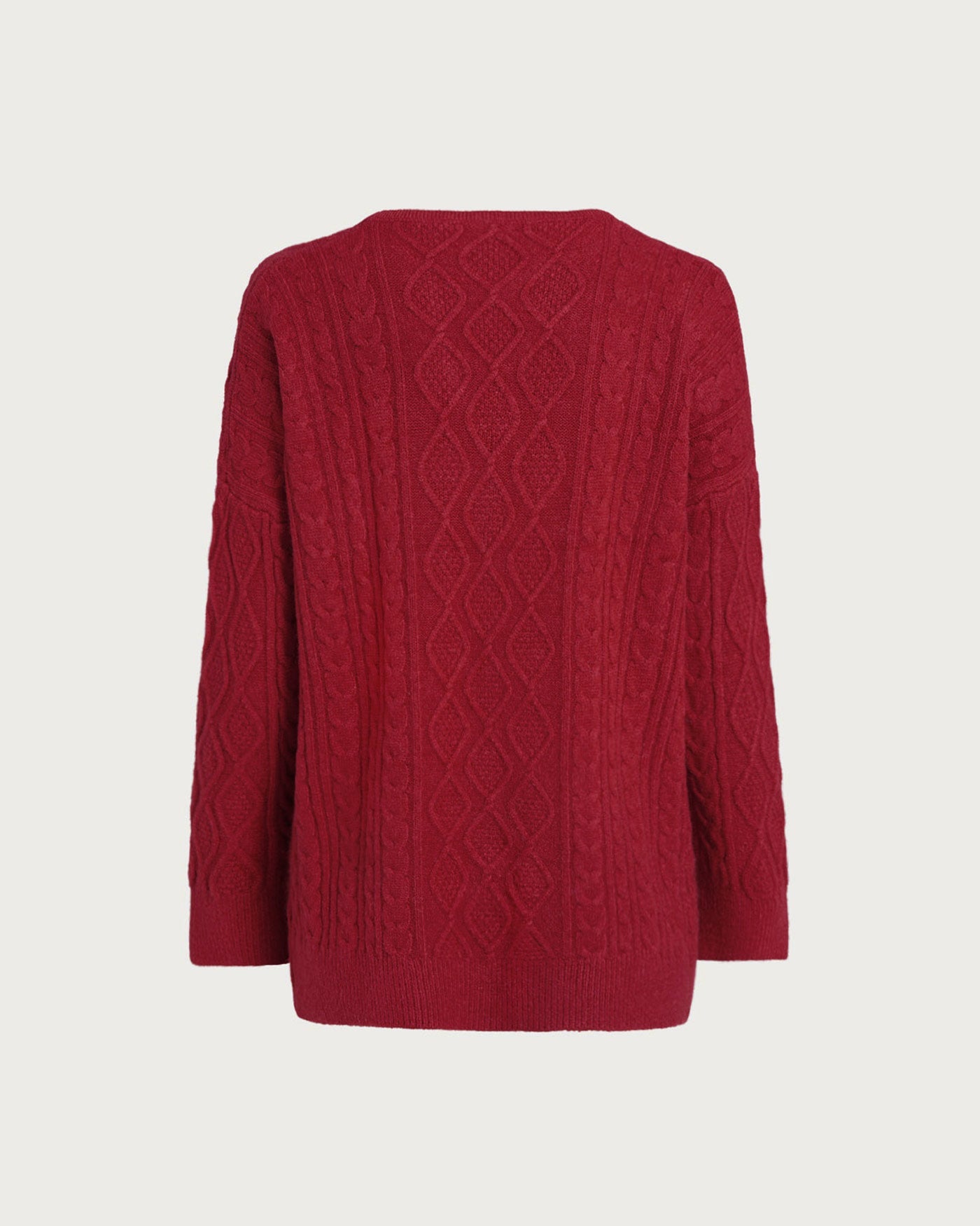 Suéter de Punto Rojo con Cuello en V