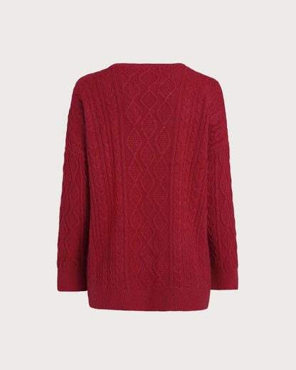 Suéter de Punto Rojo con Cuello en V