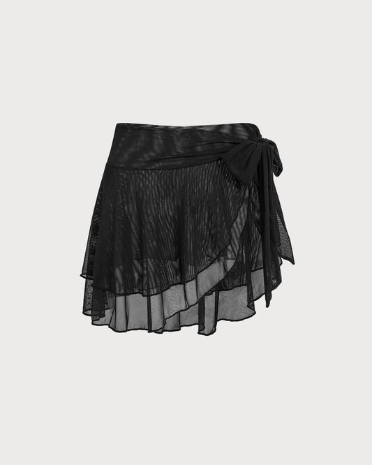 Cubierta de Malla con Volantes Negros