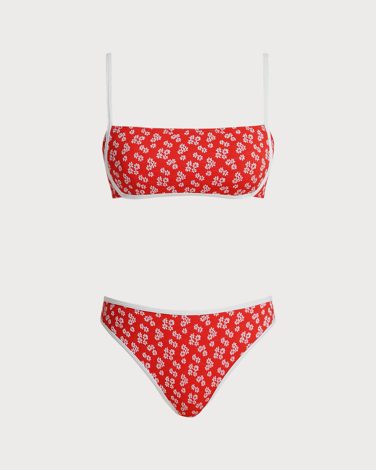 Conjunto de Bikini Bralette Floral Rojo