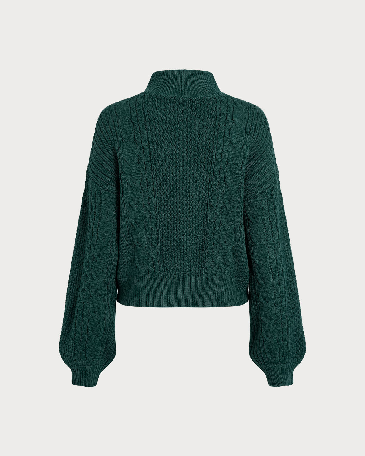Suéter Verde de Cuello Alto con Mangas de Linterna